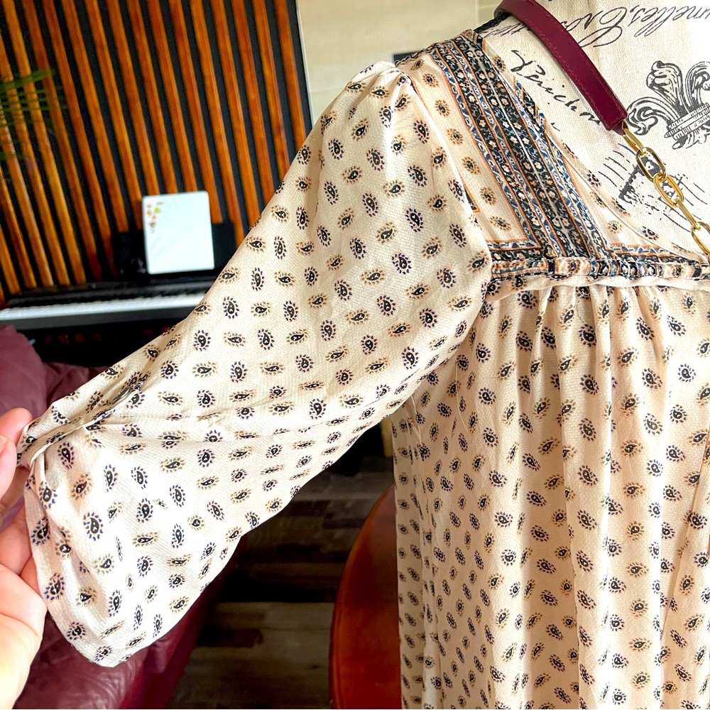 FREE PEOPLE BOHO PENNY LANE TEA COLOR MINI DRESS - Picture 4 of 14